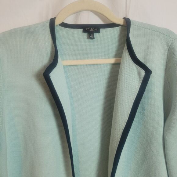 Talbots Knit Sweater Blazer Cardigan Women's Size 1X Light Blue Career Office - Picture 3 of 11